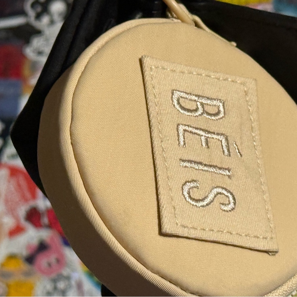 3 BEIS accessories: Black Leather Wallet/Beige Round Mini Bag/Black Small Bag - Picture 2 of 10